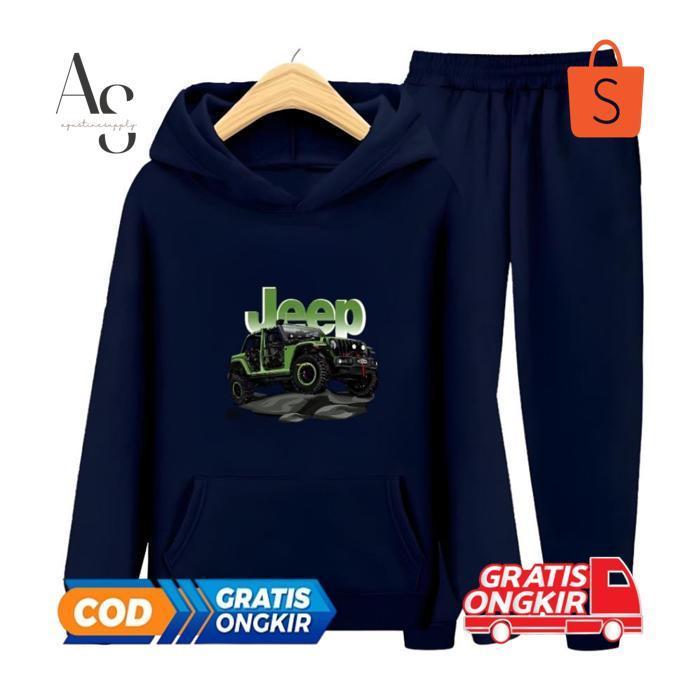 fg-87 tre-57 Baju Setelan Sweater Anak Lengan Panjang Motif Mobil JEEP Untuk Usia 3-12 Tahun Berkual