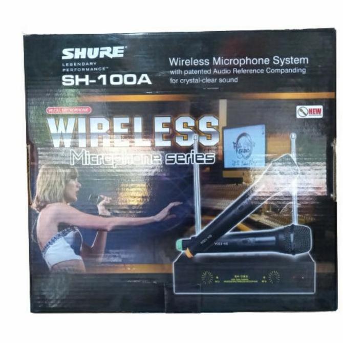 MIC WIRELESS DOUBLE SHURE SH-100A MIKROFON DOUBLE WIRELESS MIC KARAOKE Original