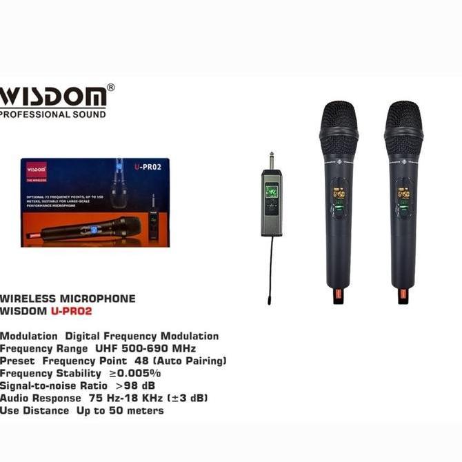 Mic Wireless Wisdom U PRO2 UHF 2Mic Handle Wireless Kualitas Suara Vocal Mic Bagus Jernih Microphone