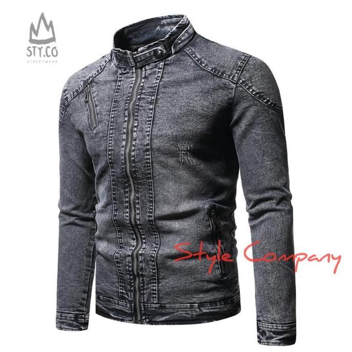 DT10 >> Jaket Denim Pria || jaket Denim pria Korea || jaket ketat pria || Retro Denim katun tebal ||