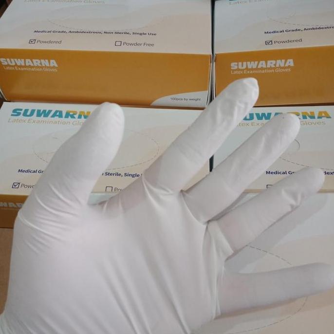 Izin Akd - Isi 100 Pcs - Sarung Tangan Medis Latex Suwarna Powder