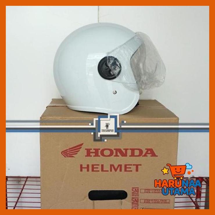 MAINAN HOBI - HELM HONDA SCOOPY WHITE TRXS TRX S ORI & SNI HALF FACE RETRO - SALE PACKING AMAN