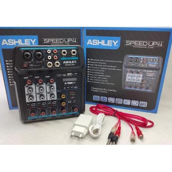 Ashley Mixer Audio Mini 4 Dengan Efek Delay Usb Bluetooth El Speed 4 Adaptor