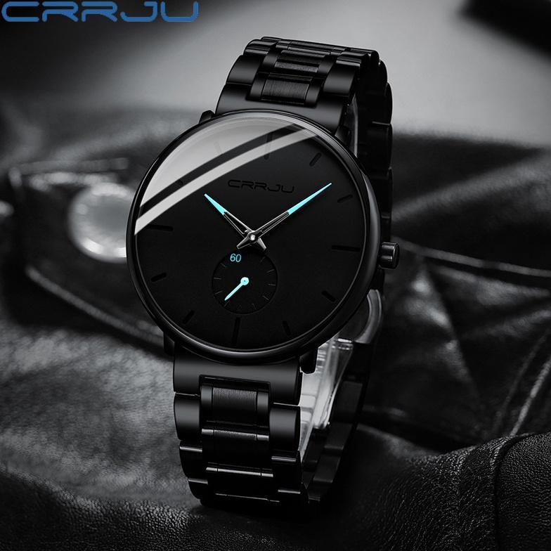 CRRJU Jam Tangan Pria Kuarsa Olahraga Ultra Tipis Fashion Mewah Atas Tahan Air Jam Tangan Wanita + K