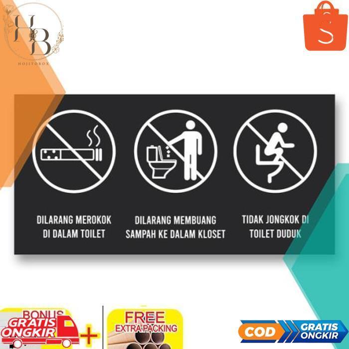 er-6 ty-65 sticker dilarang jongkok di toilet - dilarang merokok di toilet stiker Keren Berkualitas 