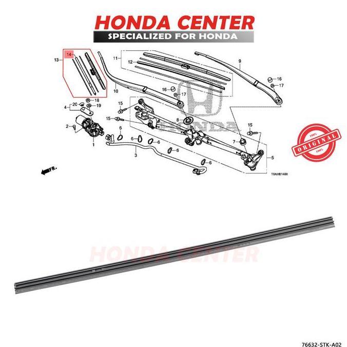 Karet Refil Wiper Depan Kiri Crv Rm Gen4 Crz 2012 2013 2014 2015 2016 2017