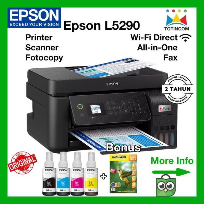 BEBAS ONGKIR - Printer Epson L5290 Print Scan Copy Wifi Fax Adf Pengganti L5190 Printer Epson EcoTan