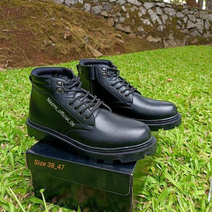 Terlaris Sepatu PDH Pria Model Resleting Tinggi Warna Mengkilap Tipe Dinas Kerja Harian Kantoran TNI