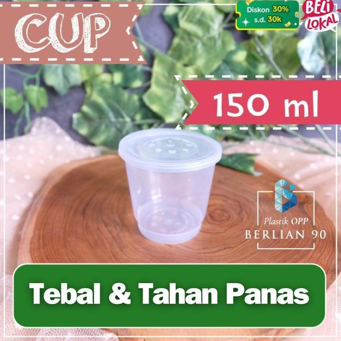 Thinwall Cup Berlian 150 ml Cup Kecil isi 25 SET - Cup 150 ml - Cup Plastik Bening - Cup Puding + Tu