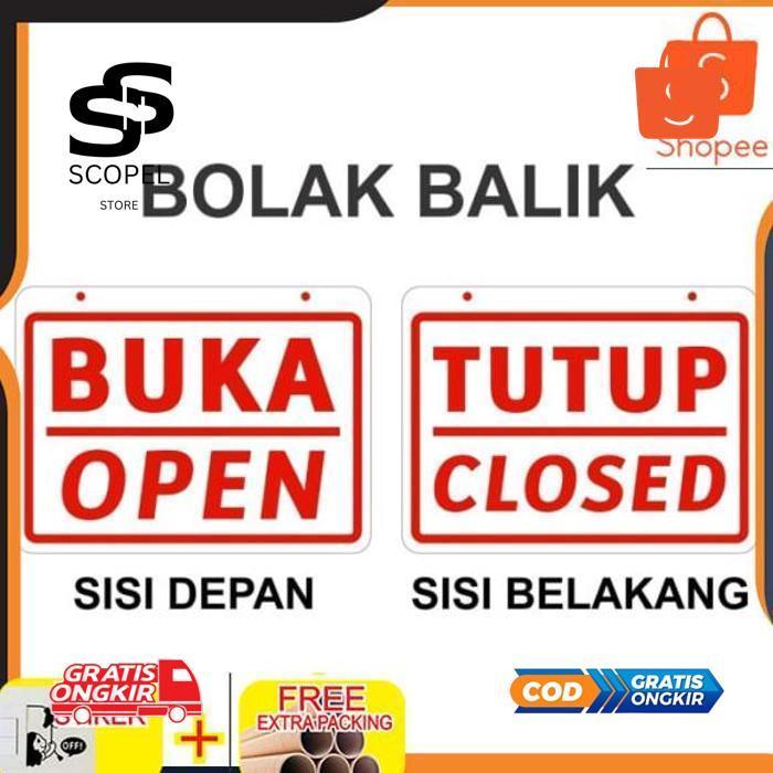 wd-54 As23 Plang Papan Buka Tutup Acrylic Akrilik 20x15cm Elegan Berkualitas Hemat