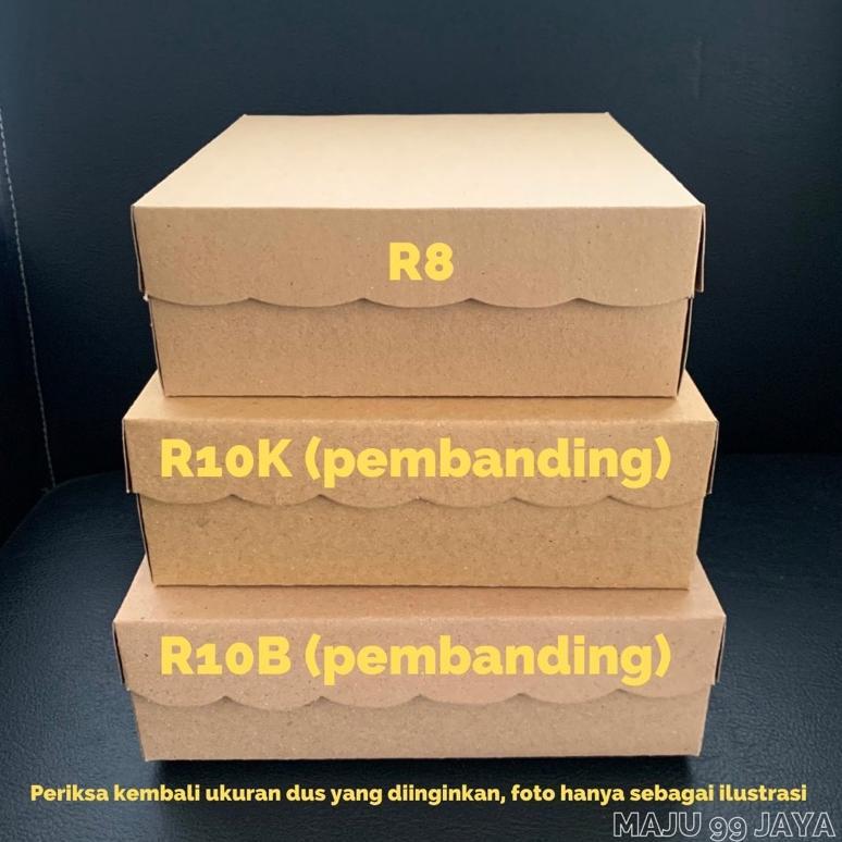 (100 Pcs) Dus Kue / Kotak Makan Nasi R8 18Cm X 18Cm X 7Cm Kraft Cokelat (Ketebalan 330Gram) Finishin