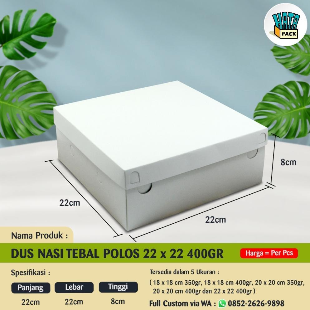 Box Nasi / Dus Kotak Nasi Tebal Putih Ukuran 22 X 22 400 Gram / Dus Nasi Hansel Bekasi