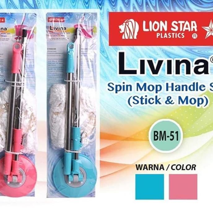 LION STAR Tongkat alat Pel Lantai Livina Spin Mop Handle Pel Lantai