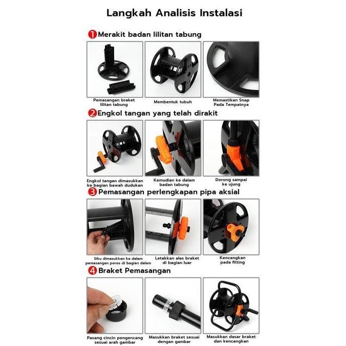 Gulungan Selang Air 50M Portable - Taman Tanaman Berkebun - Garden Air Hose Reel Selang Air Portable