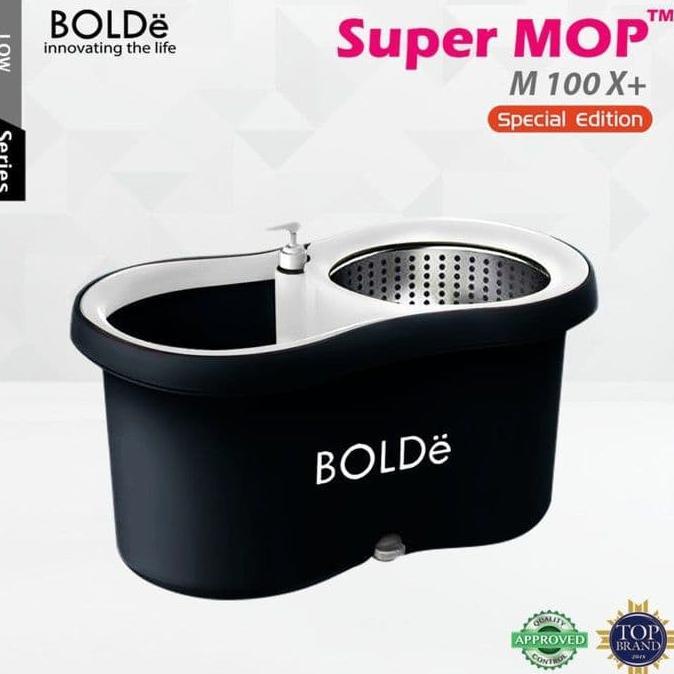 Alat Pel Putar Bolde Super Mop M 100X+ SE ST Alat Pel Tanpa Peras Tangan Lap Pel Lantai Bolde M100X 