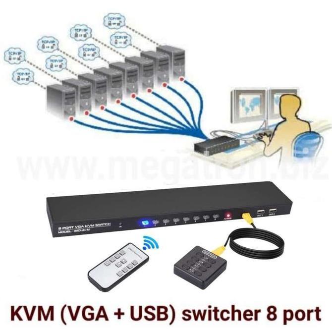 KVM VGA & USB SWITCHER 8 INPUT - 1 OUTPUT (8X1) - SUPPORT 3 PORT USB ORIGINAL DAN TERPERCAYA