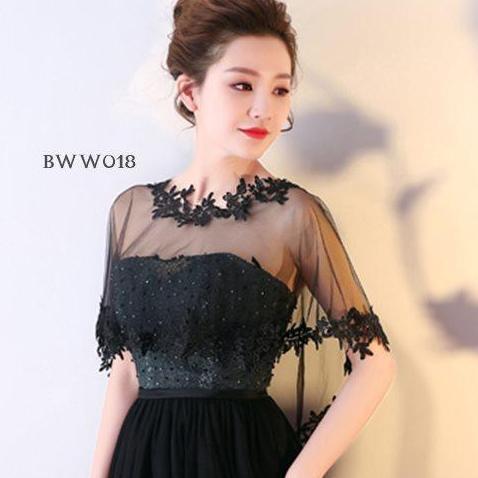 AKSESORIS BOLERO PESTA WEDDING LACE HITAM l CARDIGAN PESTA BWW018