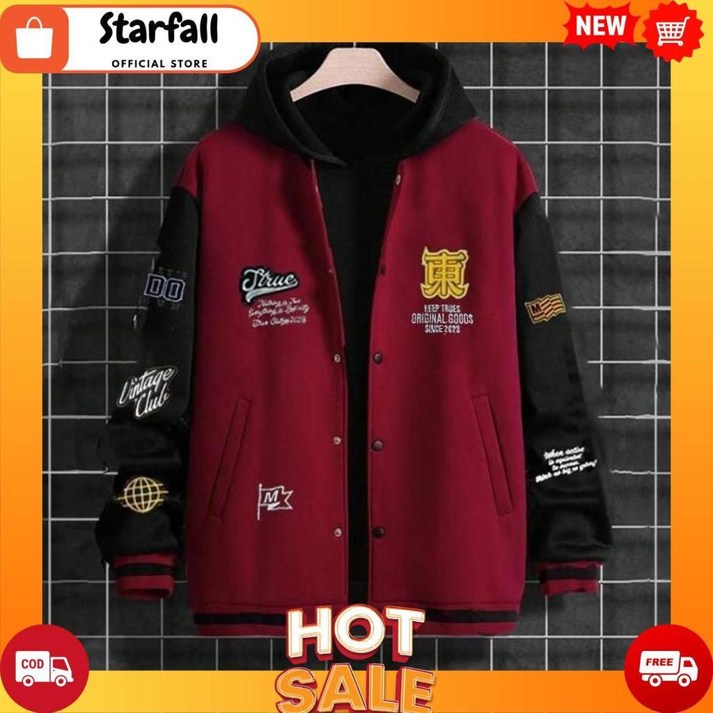 Jaket Varsity Baseball Pull Bordir Vintage Premium Terbaru / Jaket Baseball Hoodie Pria Wanita COD[B