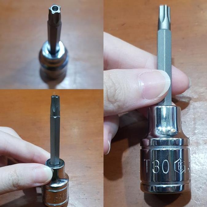 kunci sock L bintang 5 lubang drive 1/2 ukuran T30 star hex bit sock