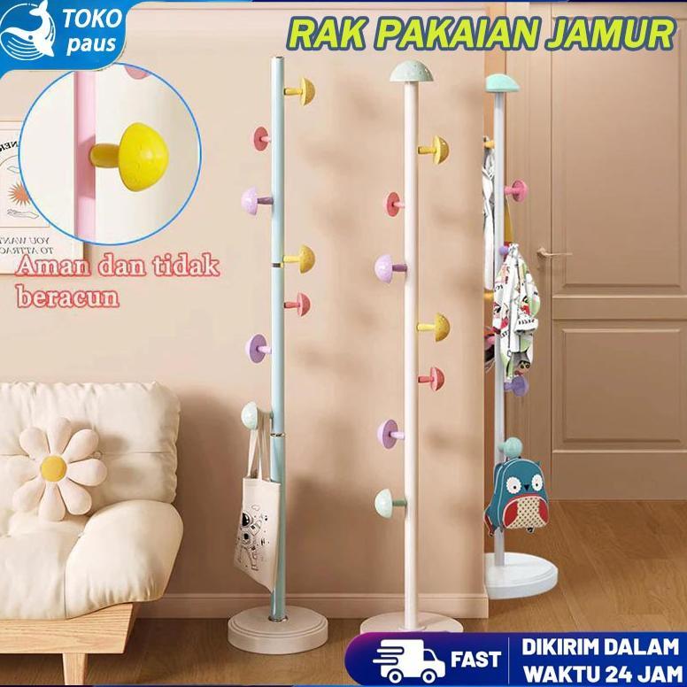 CHARBIG Tahan Karat Rak Mantel KamarTidur Minimalis Alas Bulat Aesthetic Rak Gantungan Baju berdiri 