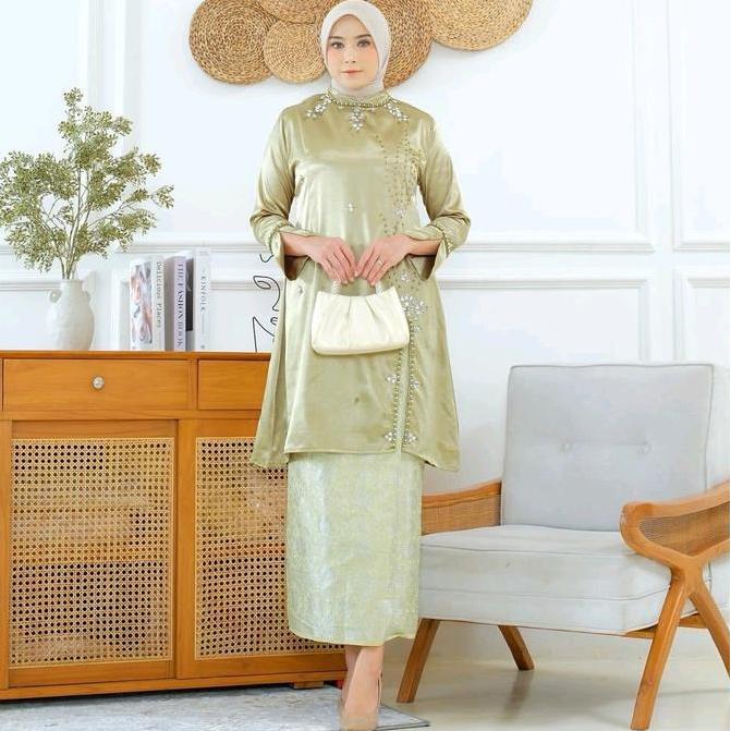 Promo VERONA SET 3(+FREE HIJAB)//SETELAN KEBAYA SATIN PAYET PREMIUM//SETELAN KEBAYA SATIN ROK SONGKE