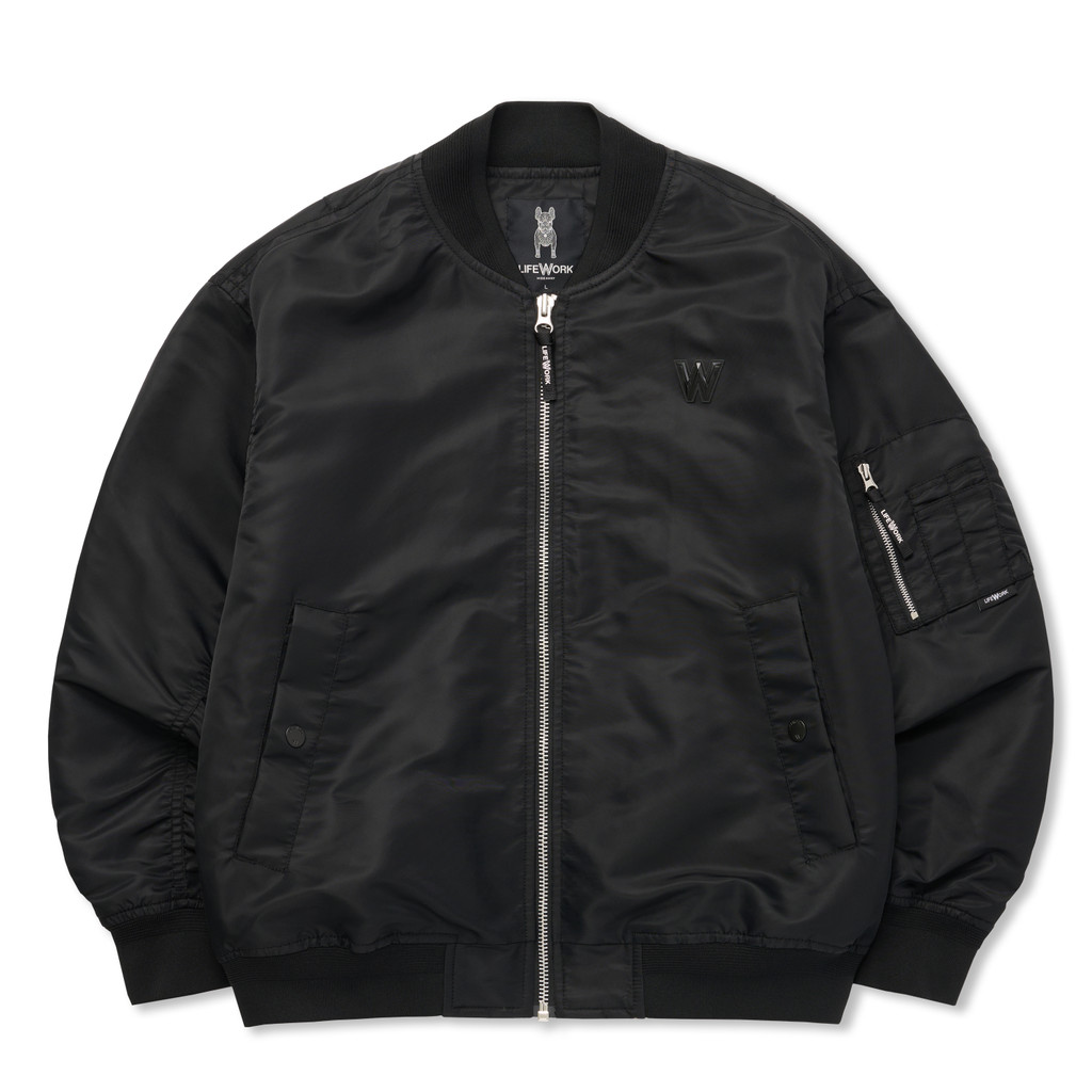 LIFEWORK - Fire Hipdok Nylon Ma-1 Bomber Jacket Black - Jaket Bomber Hitam Pria