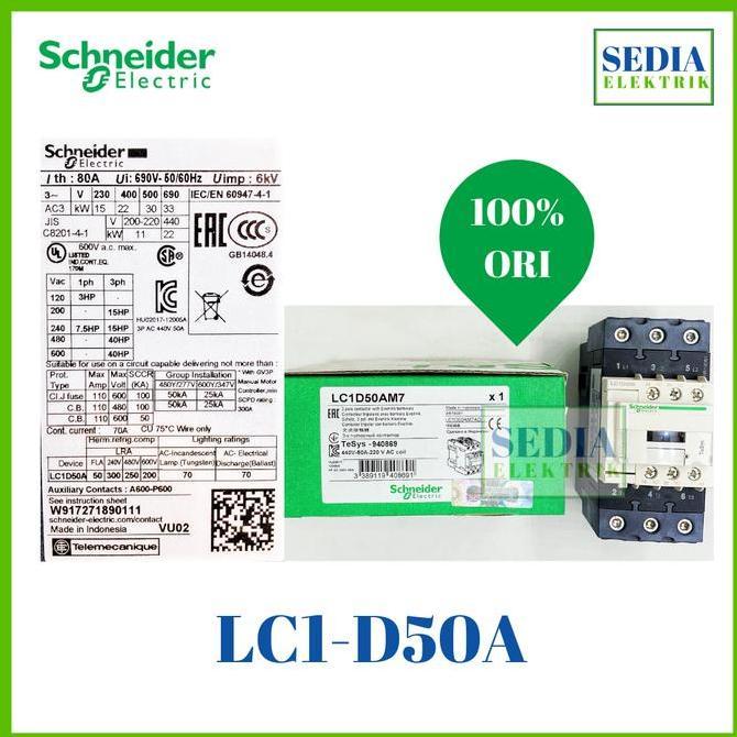 KONTAKTOR SCHNEIDER LC1D50AM7 LC1 D50A LC1-D50A