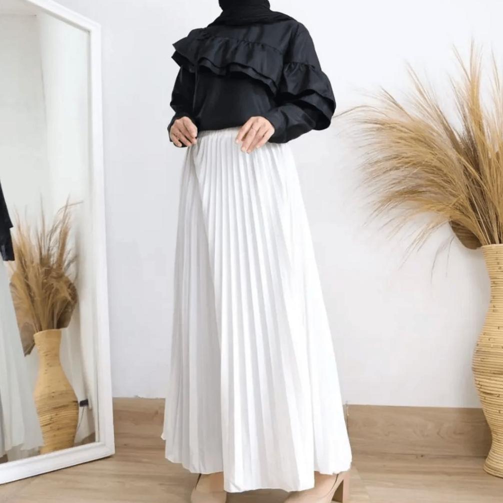 Rok Plisket Premium Jumbo M Fit XXL 100% Tebal Bahan Hyget Super