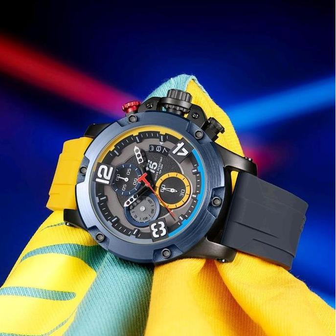 Promo Jam Tangan T5 H3885G ORIGINAL CRONOGRAPH FREE BOX Elegan Rubber - kuning abu, dewasa COD