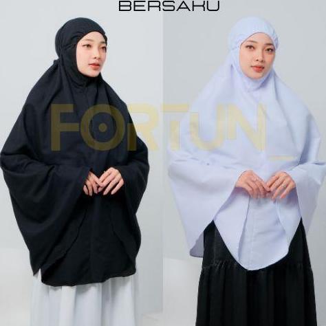 bergo umroh dan haji GROSIR&Hitam Cantik Hitam Katun Renda Putih Zipper Muslim Standar Panjang Jilba
