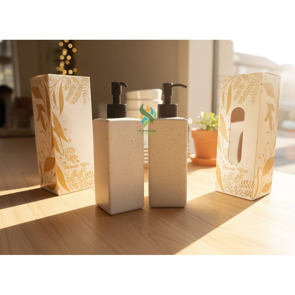 Souvenir Botol Sabun Glitter Keramik Kotak Pump Dispenser Elegan Botol Dispenser Soap Kemas Box