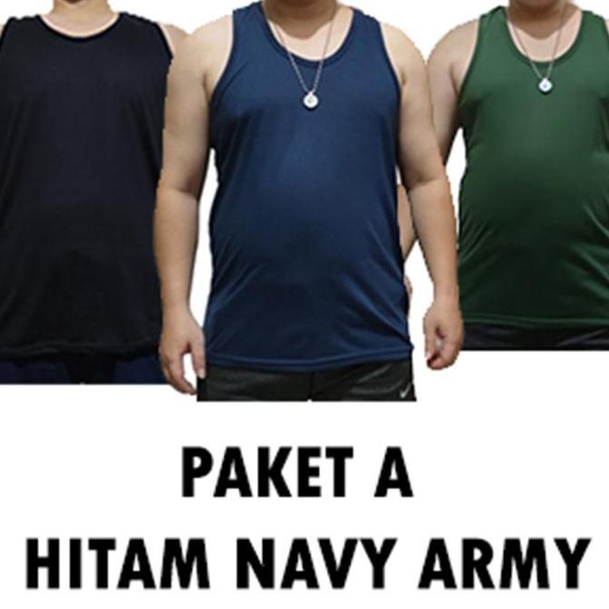 DV152 >> isi 3 singlet jumbo XXXL / kaos singlet jumbo 3XL LD 120 CM singlet Tank Top Hitam Putih Pr