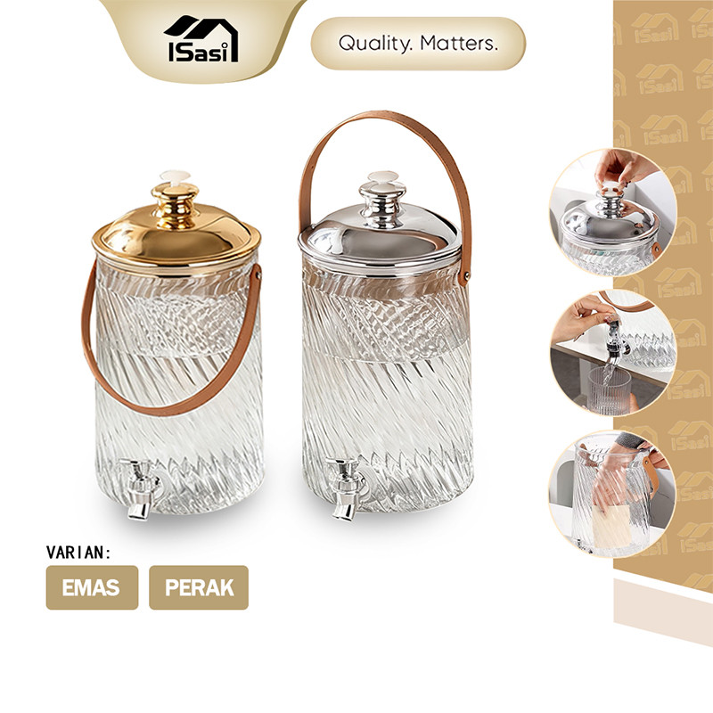 Dispenser Air Akrilik Luxury / Ketel Air Dingin dengan Rak Akrilik / Tempat Minum Air Dingin Kulkas 