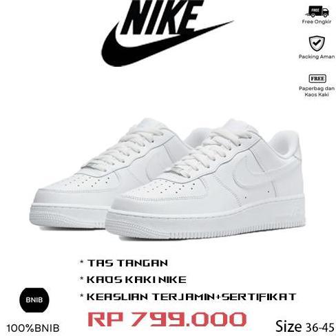 Nke Air Force 1 Low Triple White Full White Nke Sepatu 100% Bnib