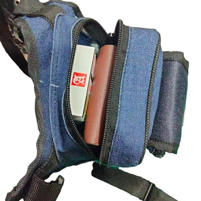 DF244 - Tas Selempang Pria Tas Paha Pria Bahan Jeans Casual / slimbag mini / tas Pinggang