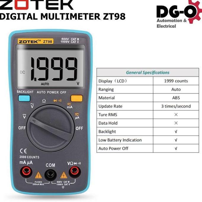 DIGITAL MULTIMETER DIGITAL AVOMETER ZOTEK ZT98