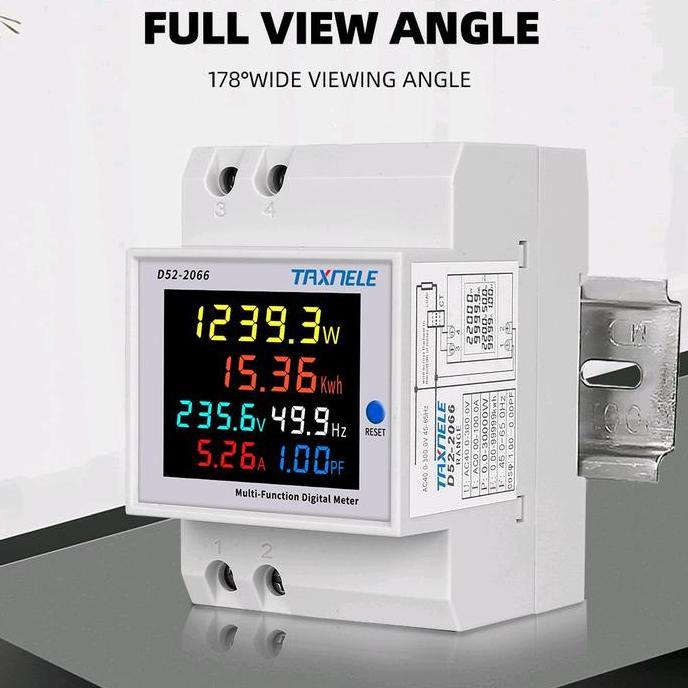 Meteran Monitor Pemakaian Listrik kWh Watt Voltage 220V 100A Power Factor KWH Meter
