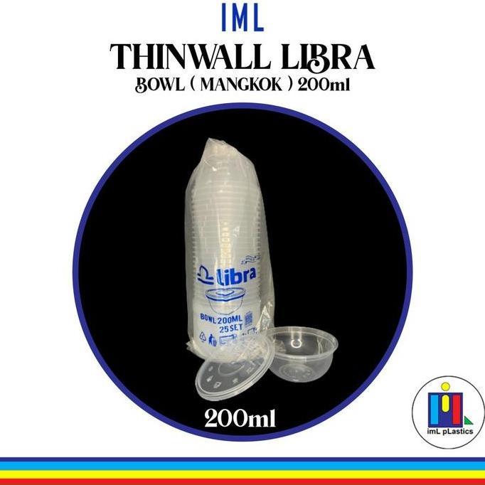 Kotak Makan Plastik THINWALL LIBRA BOWL MANGKOK 200ml-1 set 25pcs