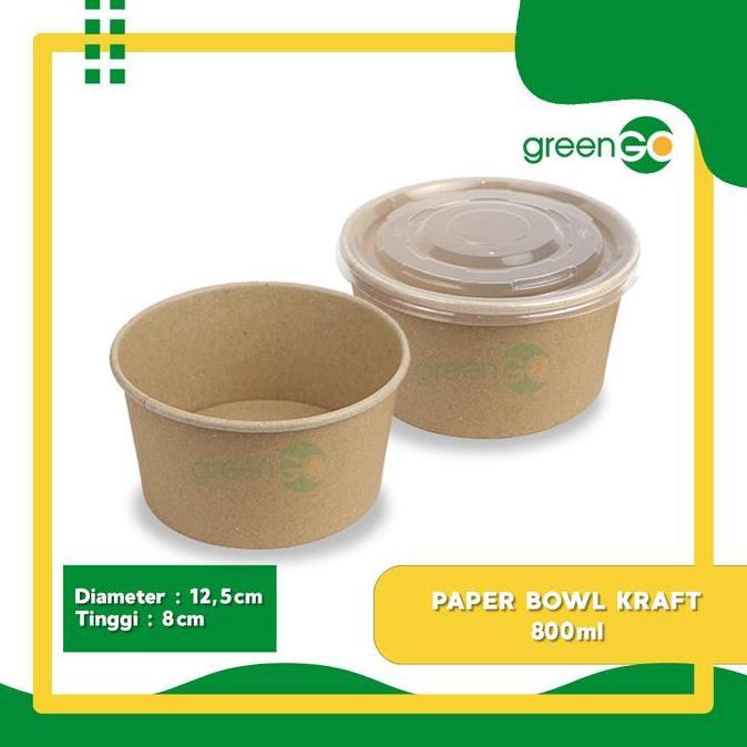 PAPER BOWL KRAFT 360 ML - 500 ML - 650 ML - 800 ML ISI 25 SET PAPER BOWL + TUTUP PAPER BOWL COKLAT P