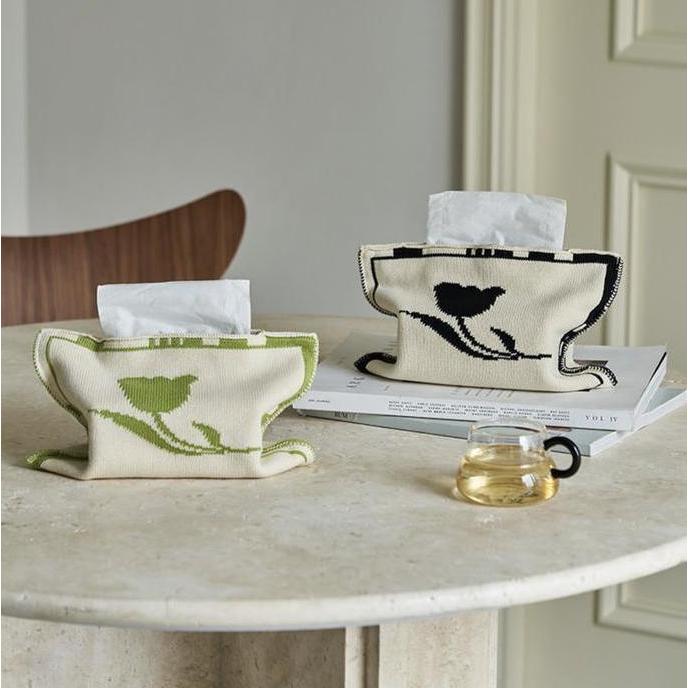 Kotak tisu kain/kotak tisu/kotak tisu tulip warna hitam hijau