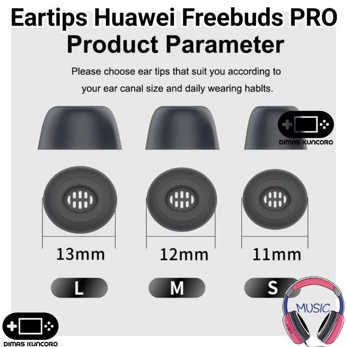 DS149 >> Eartips Huawei Freebuds PRO silicone silikon ear tips tip karet rubber huawei freebuds pro