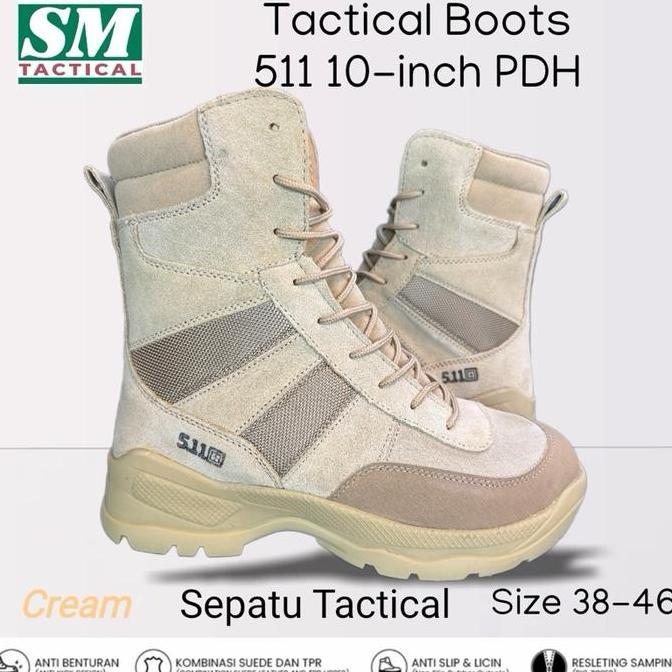Sepatu Tactical 511 10-inch Krem PDH Sol Antislip untuk Pria - Kerja, Boots, Shoes