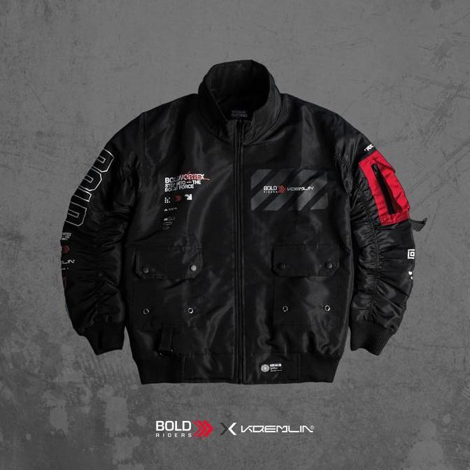 KREMLIN x BOLD RIDERS Bomber Jacket Black - BOLD VORTEX