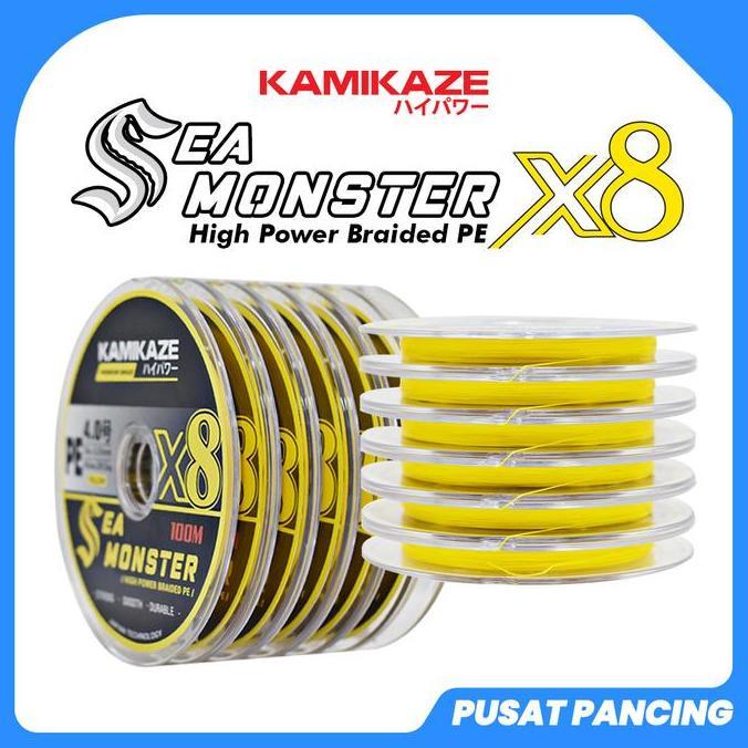 Kamikaze Snar Pancing Pe Sea Monster X8 (Ylw) 100M Connecting
