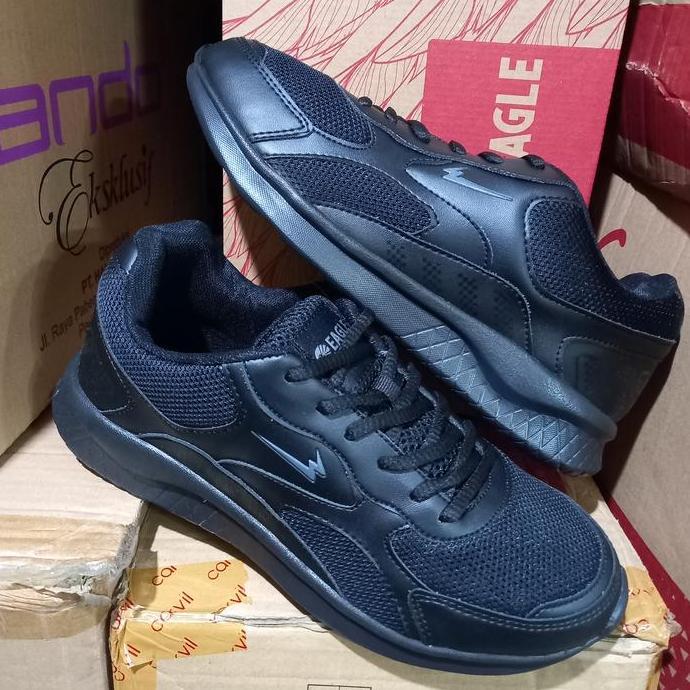 New  sepatu sneakers hitam polos Eagle monza original sepatu sekolah