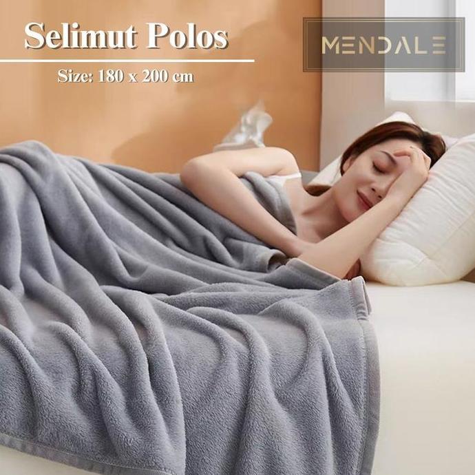 Selimut Bulu Lembut & Halus Pola Polos Uk Dewasa 180x200 cm