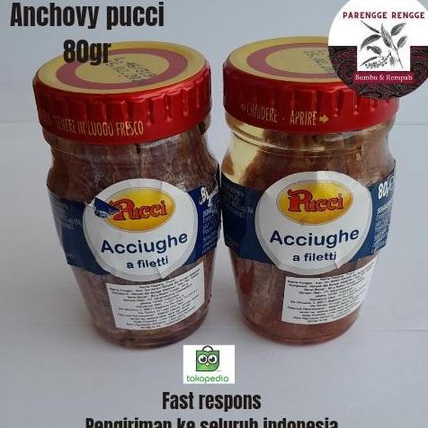 ready Anchovy Pucci / anchovies in olive oil 80gram / Acciughe a filleti