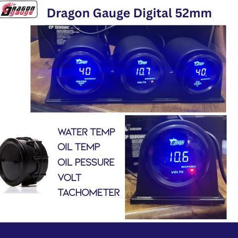 Digital Gauge Indikator Mobil Dragon Gauge Water Temp Gauge Oil Temp Oil Press Gauge Voltmeter Tacho