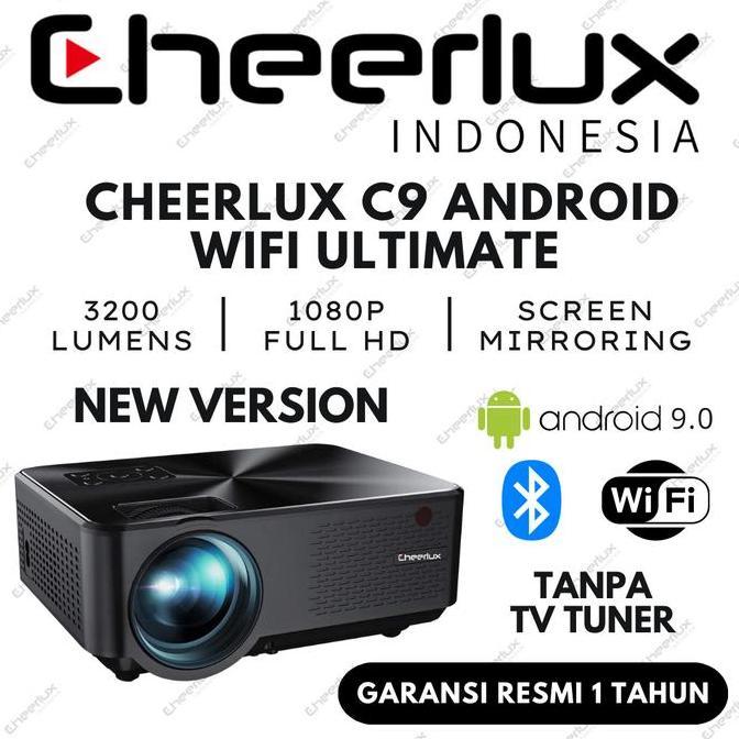 Proyektor Cheerlux C9 Android Wifi Ultimate 1080P 3200 Lumens - No Atv Kualitas Terbaik Harga Termur