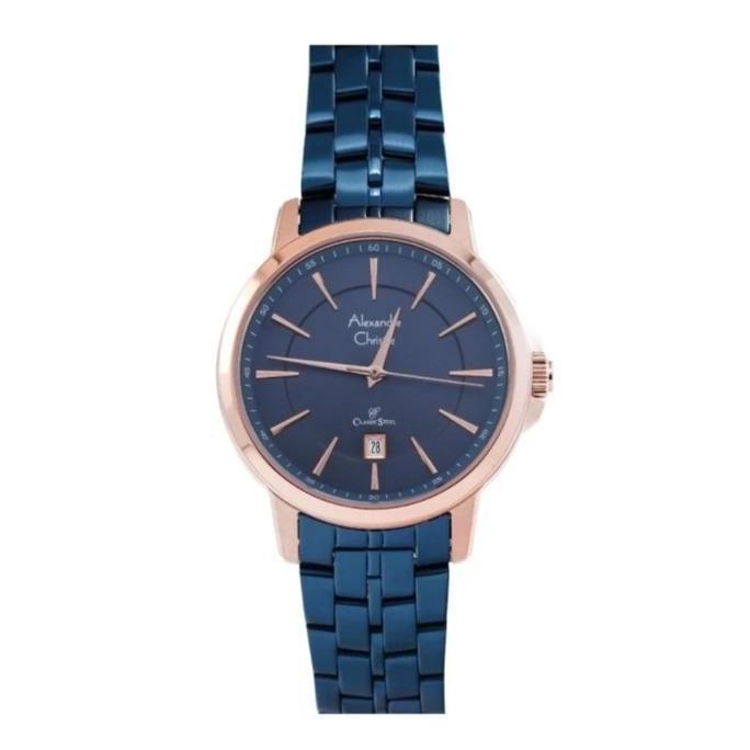 ALEXANDRE CHRISTIE AC8655 AC 8655 JAM TANGAN WANITA BLUE ROSEGOLD